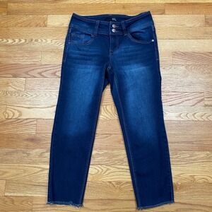 1822 Denim Skinny Jeans Womens 4 Blue Raw Hem High Rise Button Indie Casual